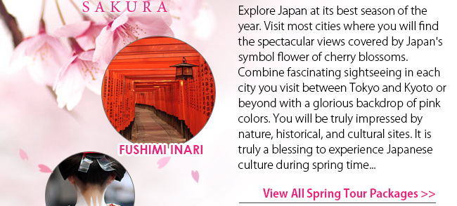 Explore Japan at its best season of the year. Visit most cities where you will find the spectacular views covered by Japan's symbol flower of cherry blossoms. Combine fascinating sightseeing in each city you visit between Tokyo and Kyoto or beyond with a glorious backdrop of pink colors. You will be truly impressed by nature, historical, and cultural sites. It is truly a blessing to experience Japanese culture during spring time.